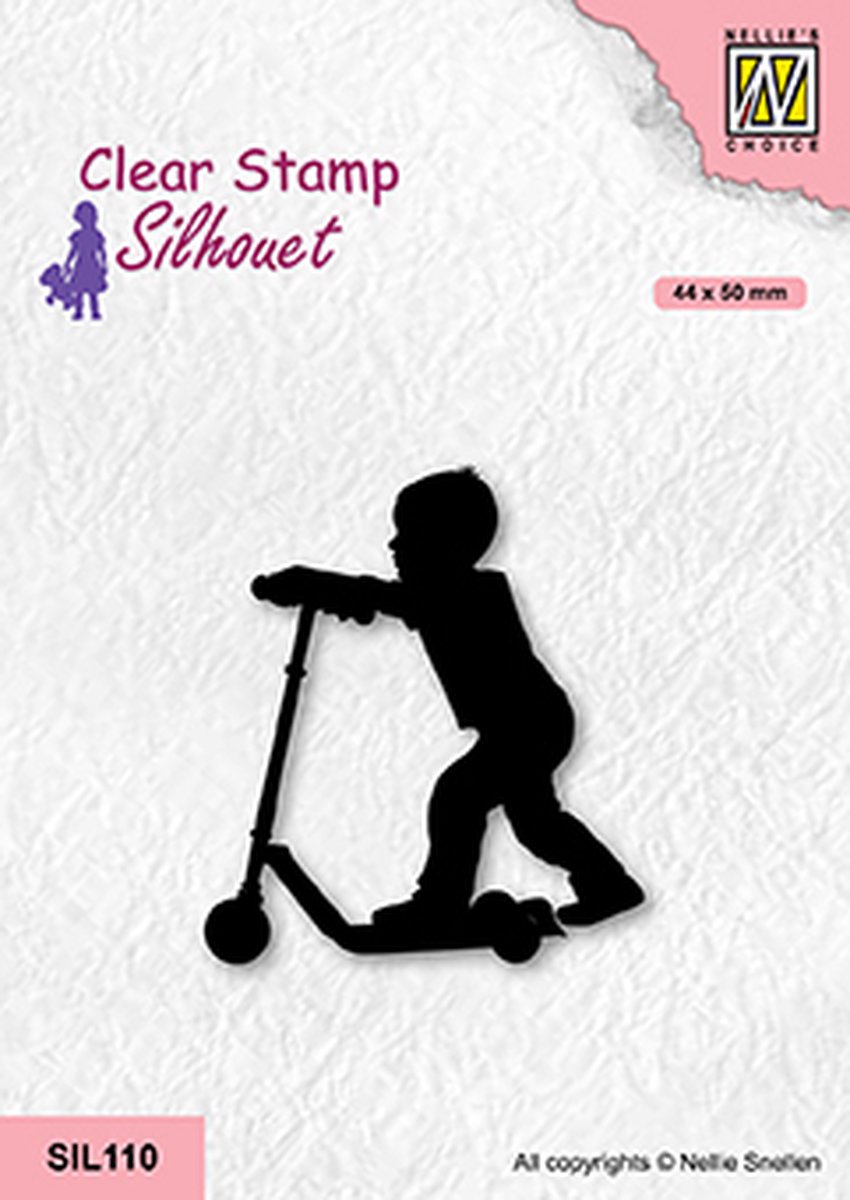 SIL110 Silhouette Clear stamps boy with scooter